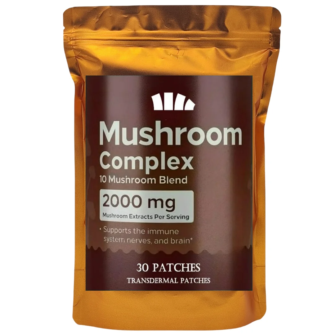 30 رقعًا على شكل فطر معقدة عبر الجلد مع كورديسيبس الأسد لتركيز الذاكرة ودعم المناعة للطاقة