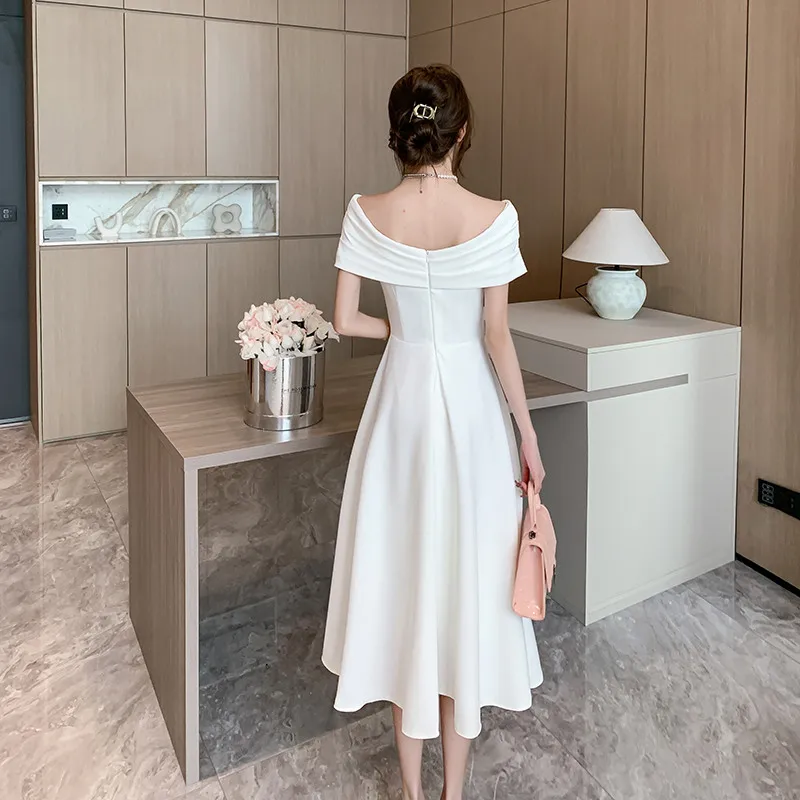 Fashion High Quality Sexy Luxury Satin Finish Dress for Women Elegant Dresses Female Wedding Costume Summer Party Clubwear Skirt