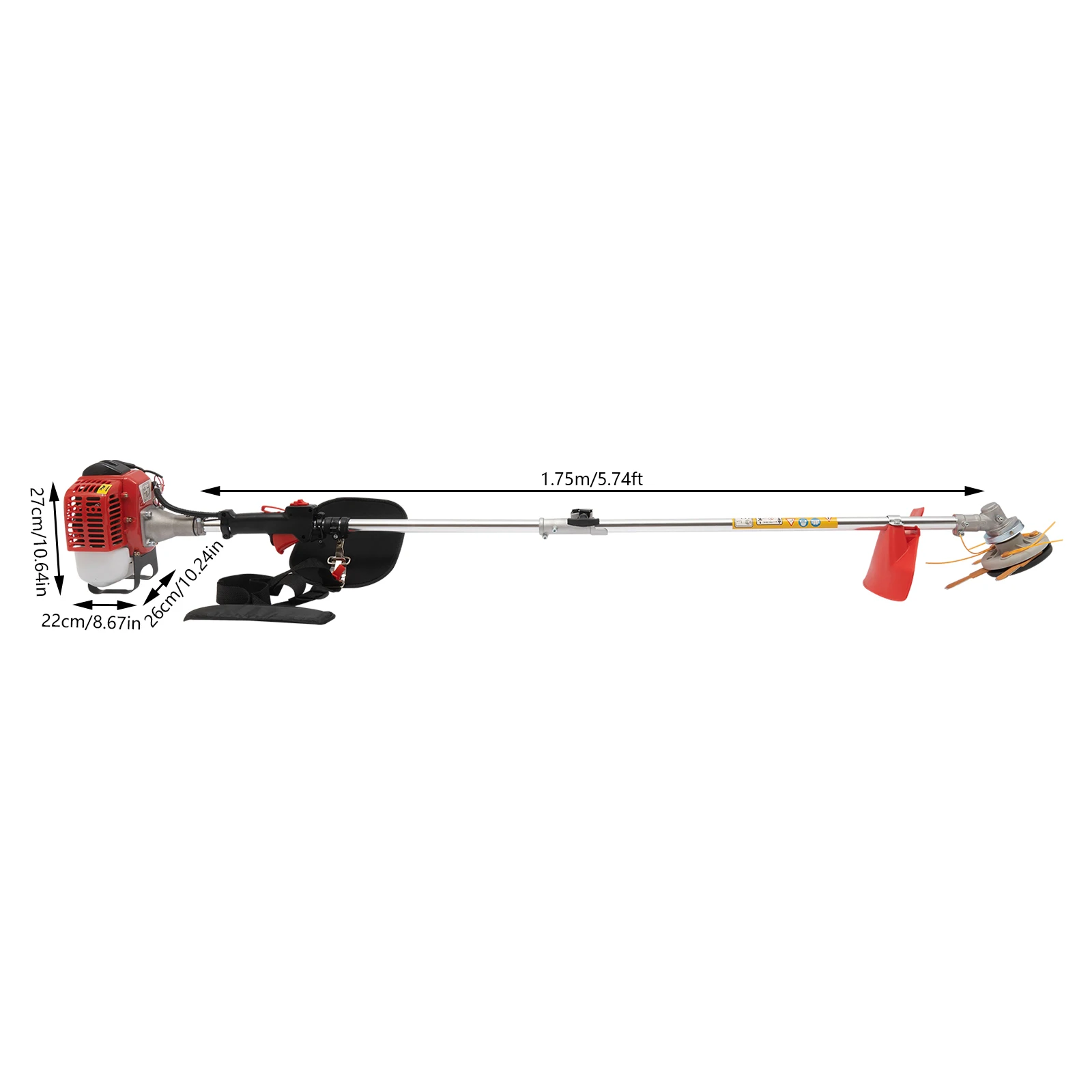 26cc Weed Wacker Gasoline Power Source, 2 Blade Heads, 33.8 oz Large Fuel Tank for Agriculture Forestry Landscaping Urban