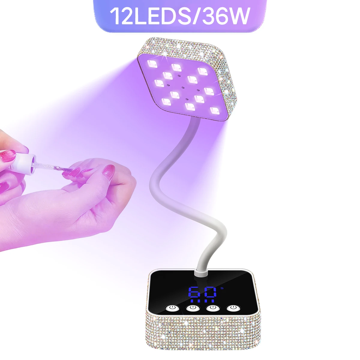 

DianaBeauty 36W Rechargeable UV Light for Gel Nail 12LEDS UV LED Nail Lamp Cordless Nail Dryer 360° Rotatable Polish Drying Lamp