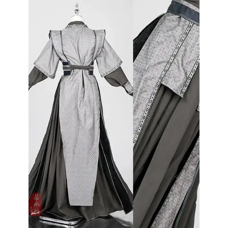 Traditional Wuxia Robe Martial Arts Outfit Stage Performance Cosplay Full Set Men Gray Ancient Chinese Warrior Hanfu Costume view 5