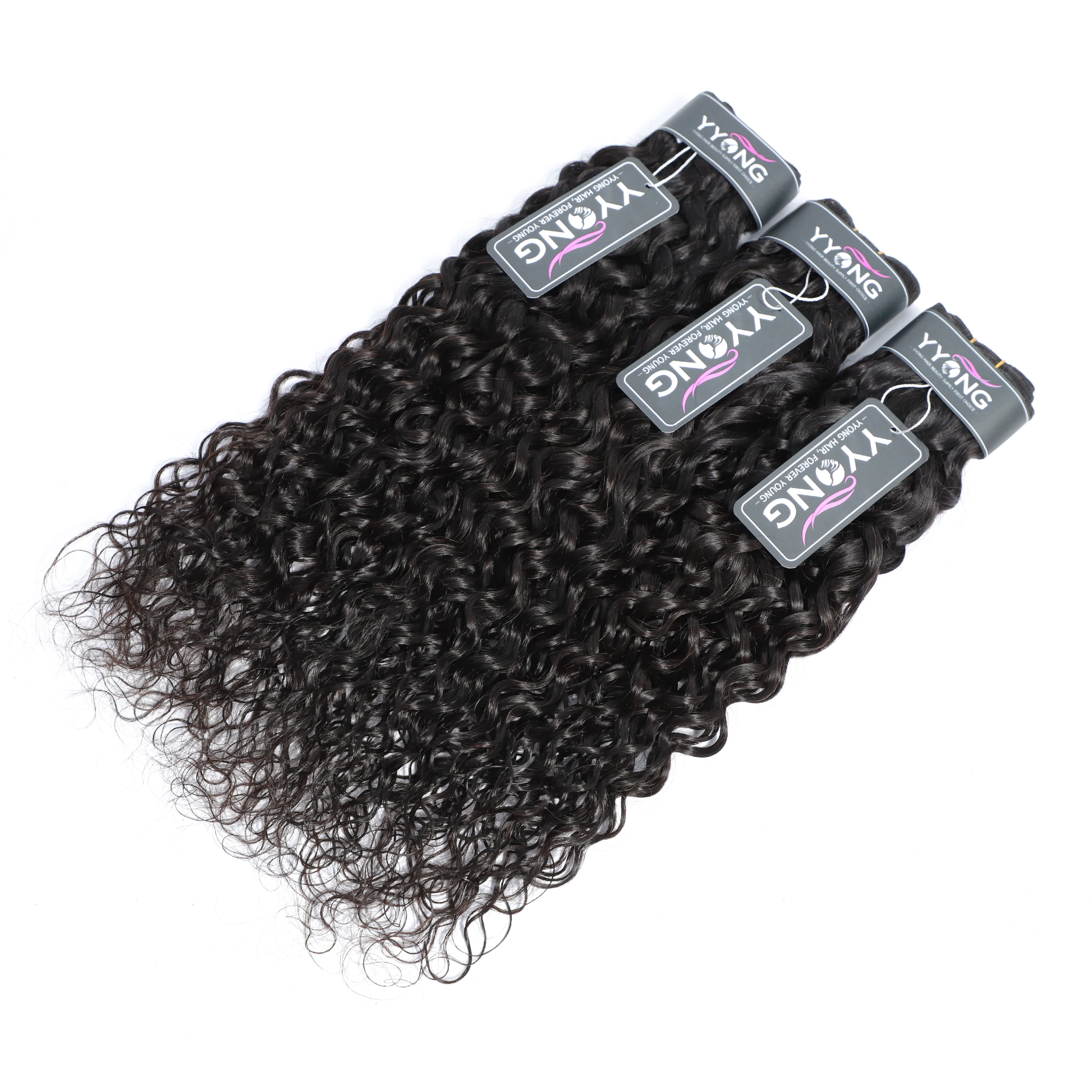 Yyong Hair 3 Bundle Deals Brazilian Hair Weave Bundles Water Wave Hair Extensions Natural Color Can Be Dyed 100% Human Hair Remy