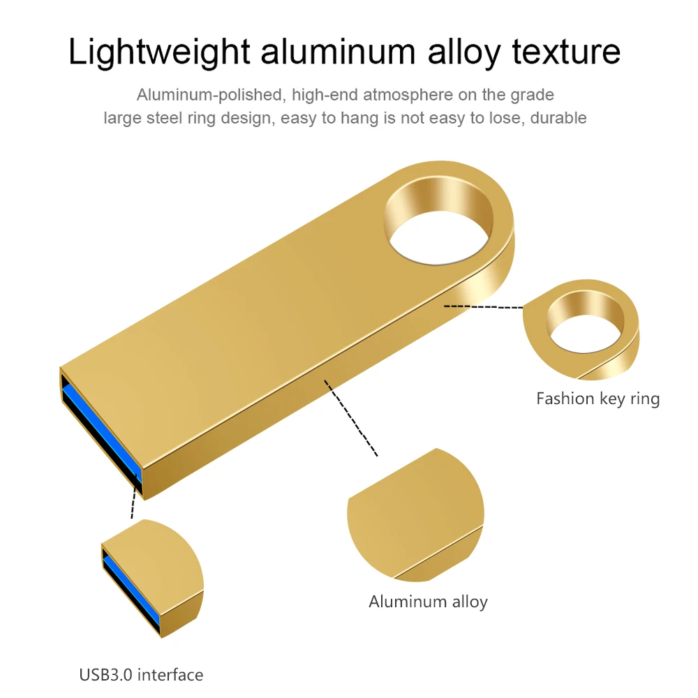 Unidades Flash USB 3,0 de cadena gratis, 128GB, 32GB, memoria plateada y negra, 64GB, 8GB, Mini memoria USB 3,0 de Metal, 16GB, 4GB para ordenador portátil