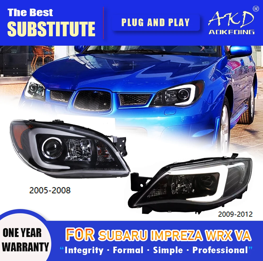 

AKD Head Lamp for Subaru WRX LED Headlight 2005-2012 Headlights Impreza DRL Turn Signal High Beam Angel Eye Projector Lens