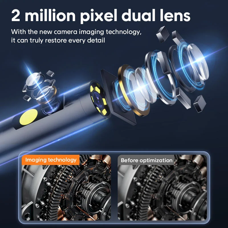 8mm dual lens 5m Portable Industrial 8mm Rigid 5.0Inch IPS Screen 1080P Borescope Pipe Camera Endoscope Inspection Camera