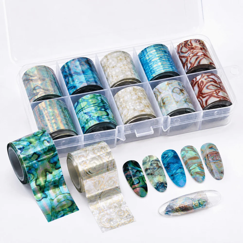 PET Nail Transfer Foil Starry Sky Pattern Shell Pattern Nail Art Foil Multicolor DIY Nail Art Nail Foil Stickers