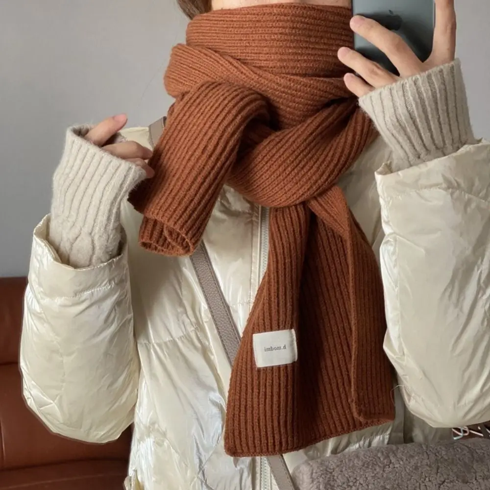 ヴィンテージ無地女性ニットスカーフ防風厚手ロングスカーフソフトネックカバーサーマルネックウォーマー