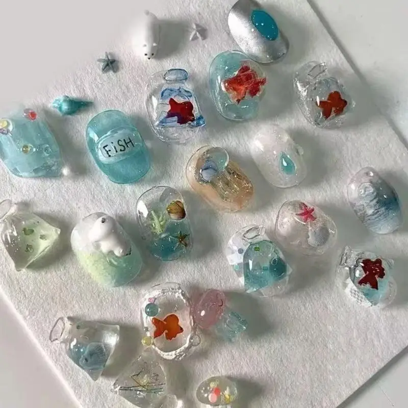 

A52E Силиконовая форма для изготовления шармов для ногтей с быстросъемным инструментом для изготовления морских узоров