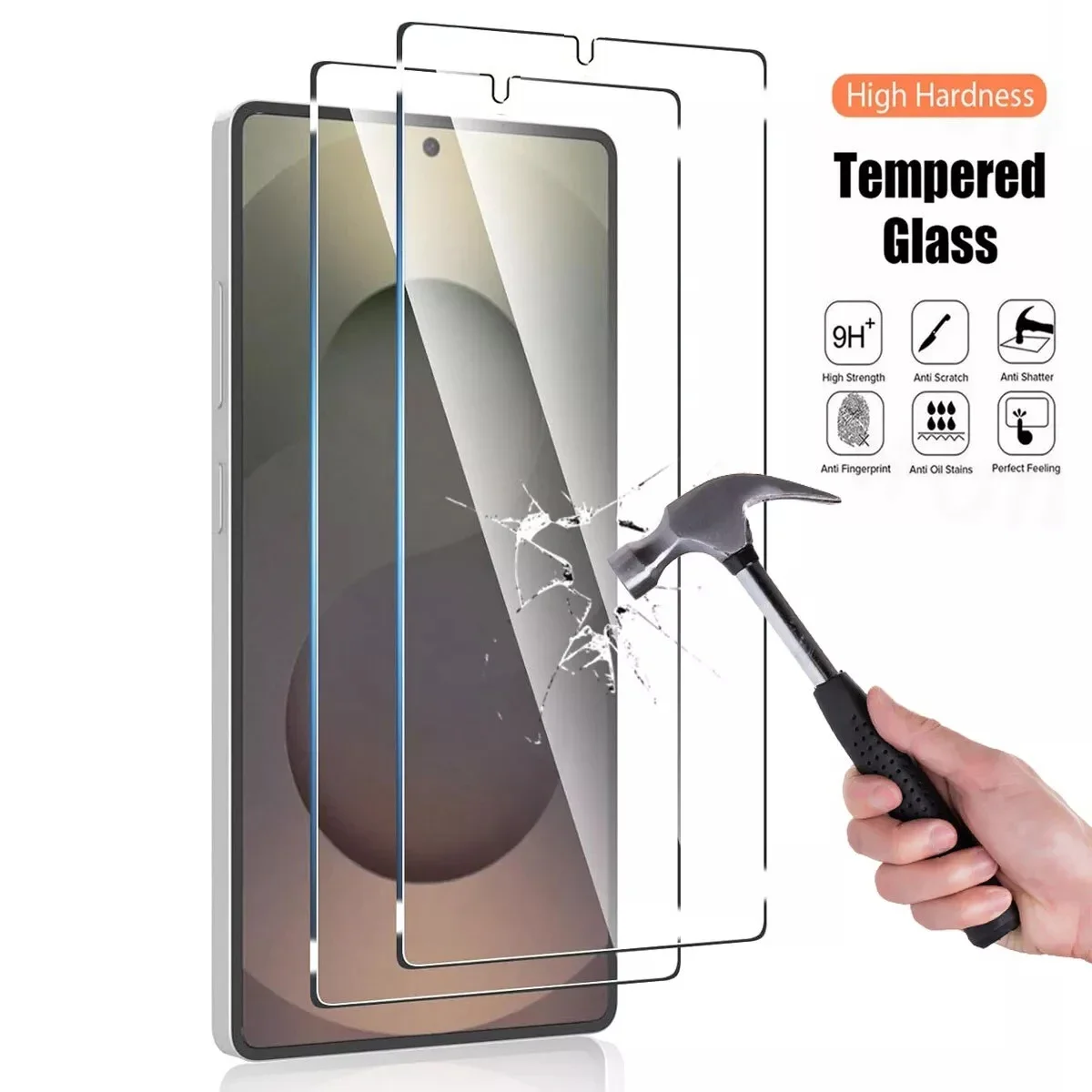3 Adet 9H Premium Cam Samsung Galaxy S25 Ultra S25 Artı S25U S24 Ekran Koruyucu Destek Parmak İzi Kilidini Temperli Cam
