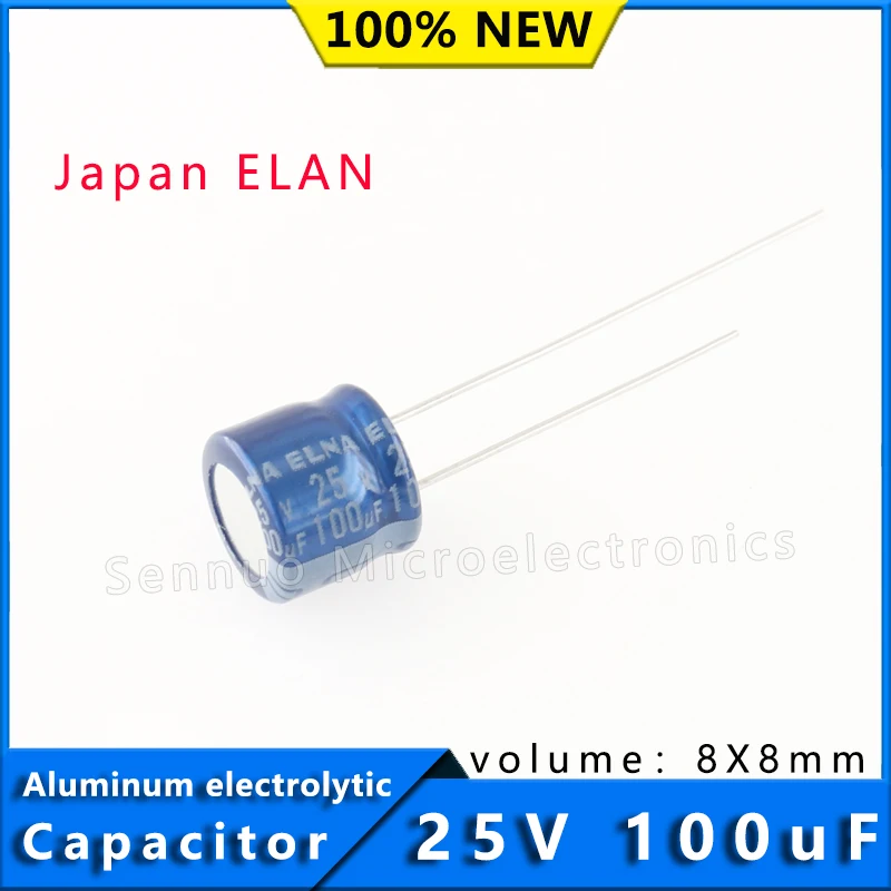 5 peças 100uf 25v novo capacitor japonês elna lanpao 25v 100uf 8x8mm amplificador de potência de áudio filtro capacitor eletrolítico