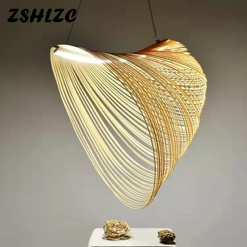 2023 Art LED Chandelier Wood Ring Simple Modern Pendant Light Designer Living Room Dining Room Bedroom Suspension Light Fixtures