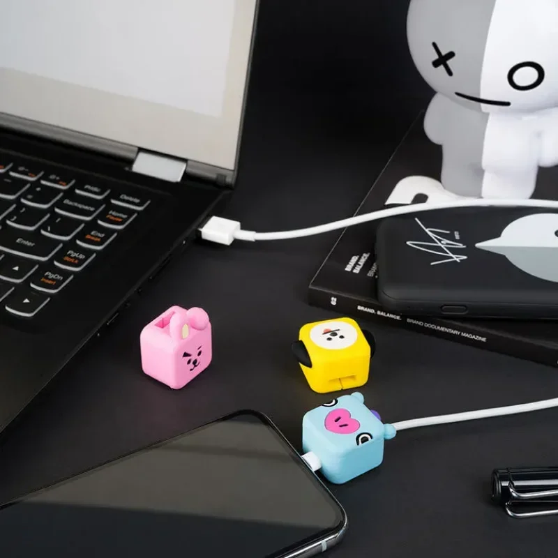Kawaii BT21 سيليكون كابل بيانات الهاتف المحمول الغطاء الواقي أنيمي الكرتون لطيف المضادة للكسر الغطاء الواقي هدية