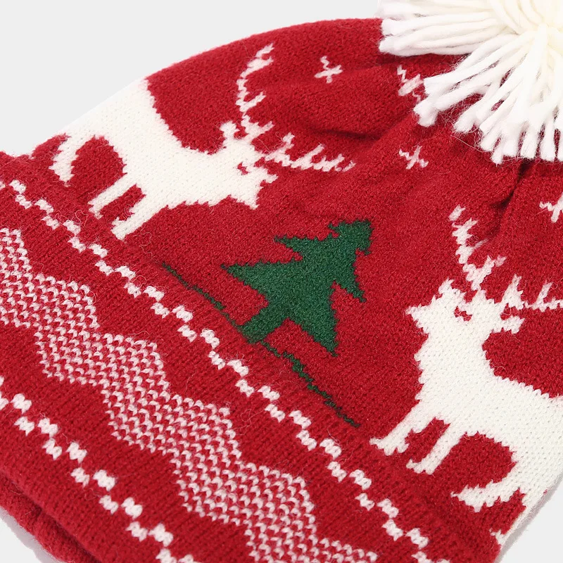 Deer Christmas Hat Conjunto de cachecol e luvas, conjuntos de 3 peças, grosso, aquecido, Gorros de malha, longo, neve, novo, 2024