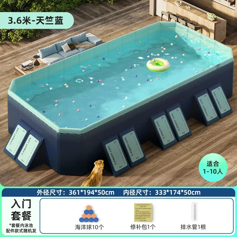 

Thickened Wear-resistant Foldable Non-Inflatable Swimming Pool Indoor Outdoor Family Kids Children Water Play Backyard Garden