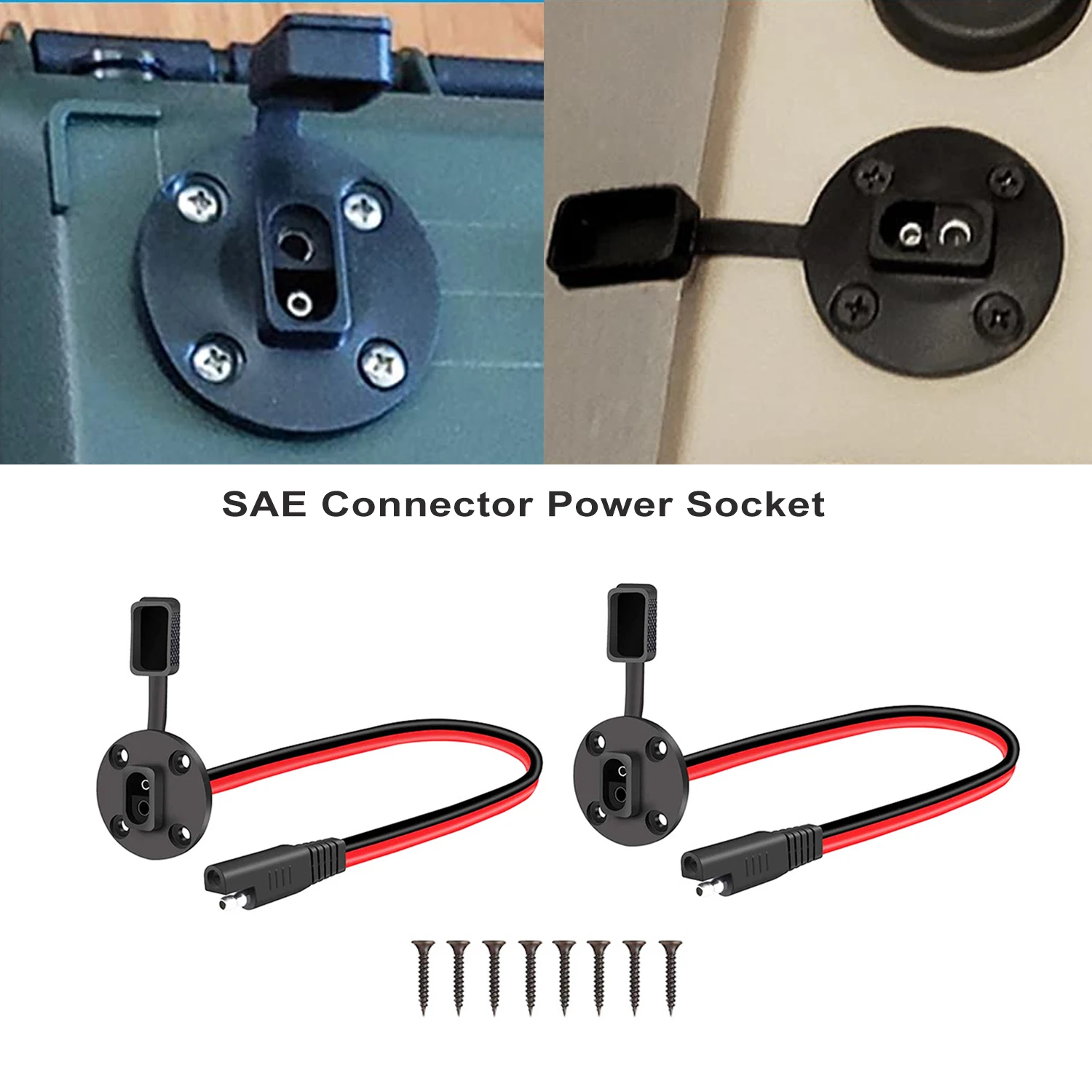 

SAE Connector Power Socket Sidewall Port 12AWG Cable Weatherproof Cable Quick Connect Panel Mount Universal Flush Mount Adapter