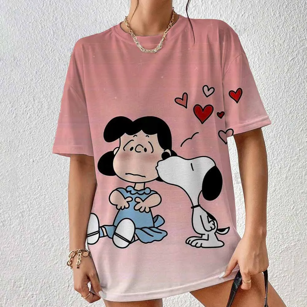 Large Snoopy Elegant Casual Women's T-shirt Fashion Loose Women's T-shirt Temperament Long Sleeve T-shirt Holiday and Weekend