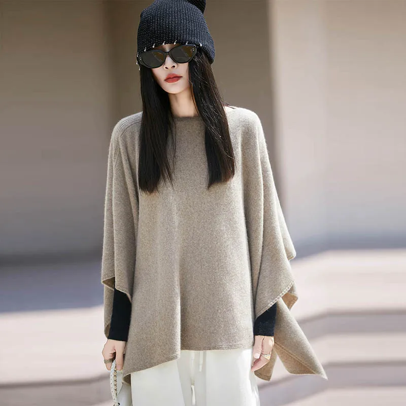 100% Merino Wool Women's One Collar Large Shawl Cardinals Fashion Casual Warm Skin Friendly Autumn and Winter Top Clothes