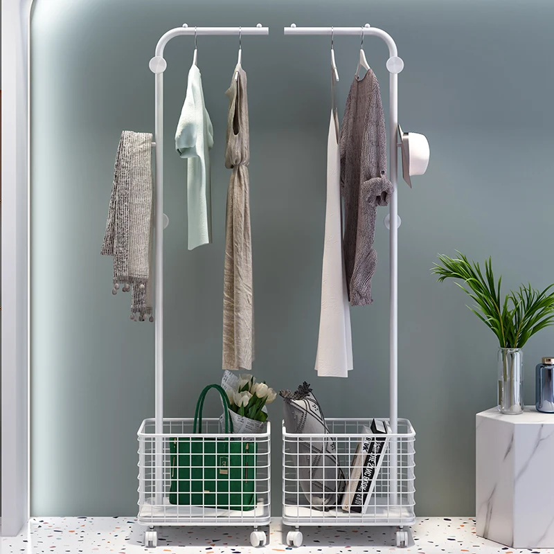 Nordic Internet celebrity movable entrance corner coat rack floor hanging hanger bedroom home corner storage shelf