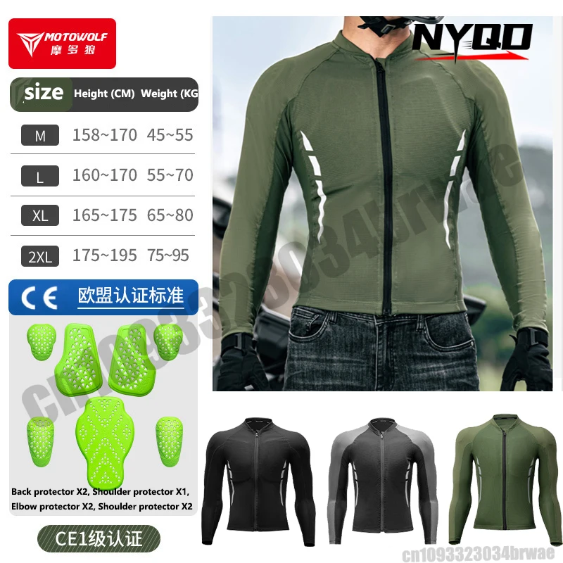 

Men's Motorcycle Body Armor Breathable Motocross Jacket Elastic Rider Racing Jacket Clothing CE Certified Moto Cross Armor