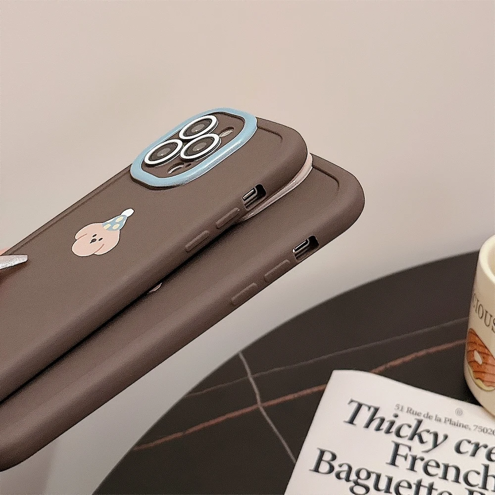 INS Super Cute Cartoon Earphone Hat Dog Case for iPhone 15 14 13 Pro Max 12 Pro Plus 11 8 7 Shockproof SiliconeCover image 3