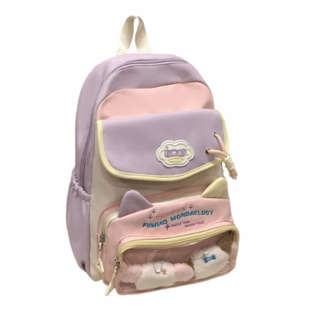 حقائب مدرسية للطلاب على الطراز الياباني لطيفة مقاومة للماء وجيب شفاف وأشرطة قابلة للتعديل حقيبة ظهر للكمبيوتر قابلة للتنفس