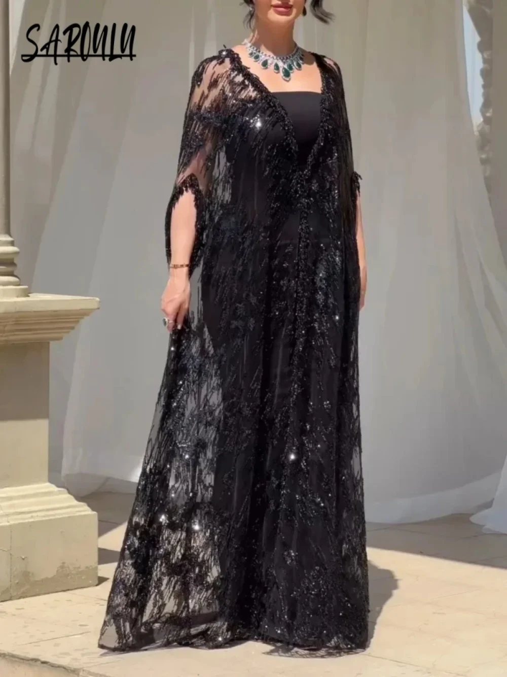 

Muslim Plus Size A Line Luxurious Beaded Evening Dress Kaftan Prom Gown Women Party Elegant Customized Sequins Caftan Chic Robe