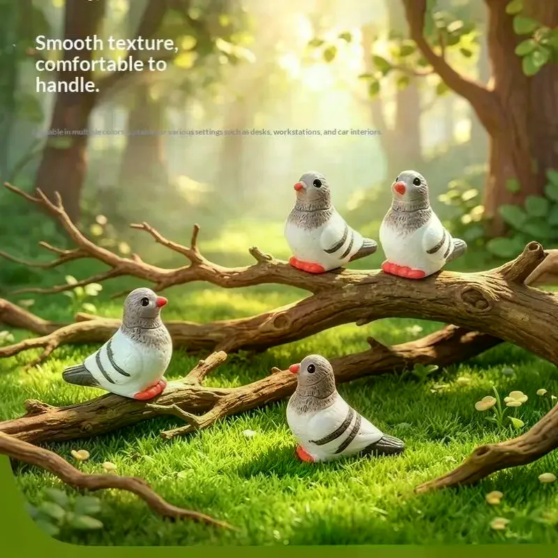 [MA]5pcs Mini Simulated Pigeon Resin Ornaments, Cartoon Bird Mini Landscape Accessories, DIY Handmade Jewelry Charms[MA]
