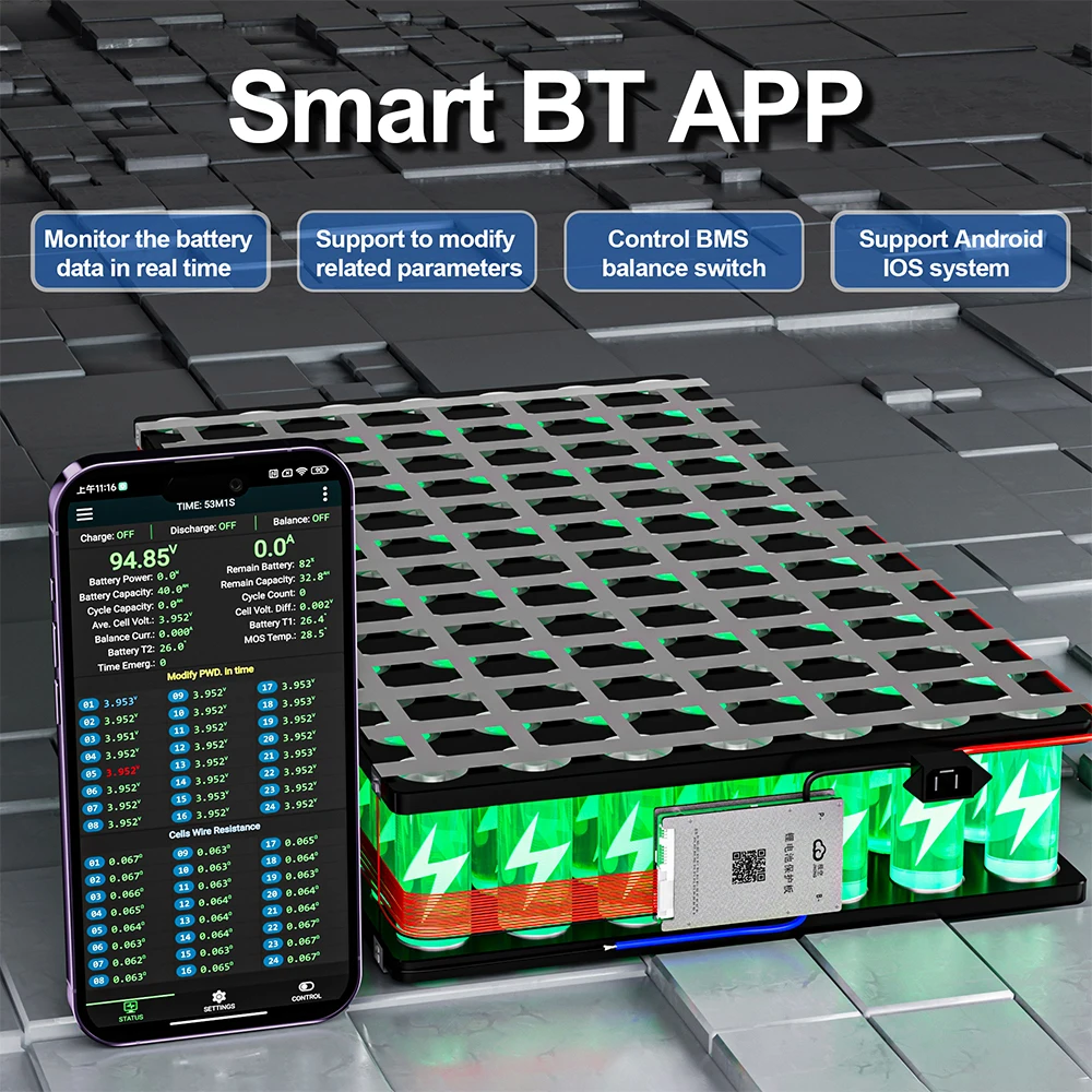 JKBMS Smart BMS con BT RS485 CAN 0.6A ~ 2A corriente de equilibrio activo 4S ~ 24S LifePo4 batería de litio de iones de litio 200A Smart JIKONG BMS