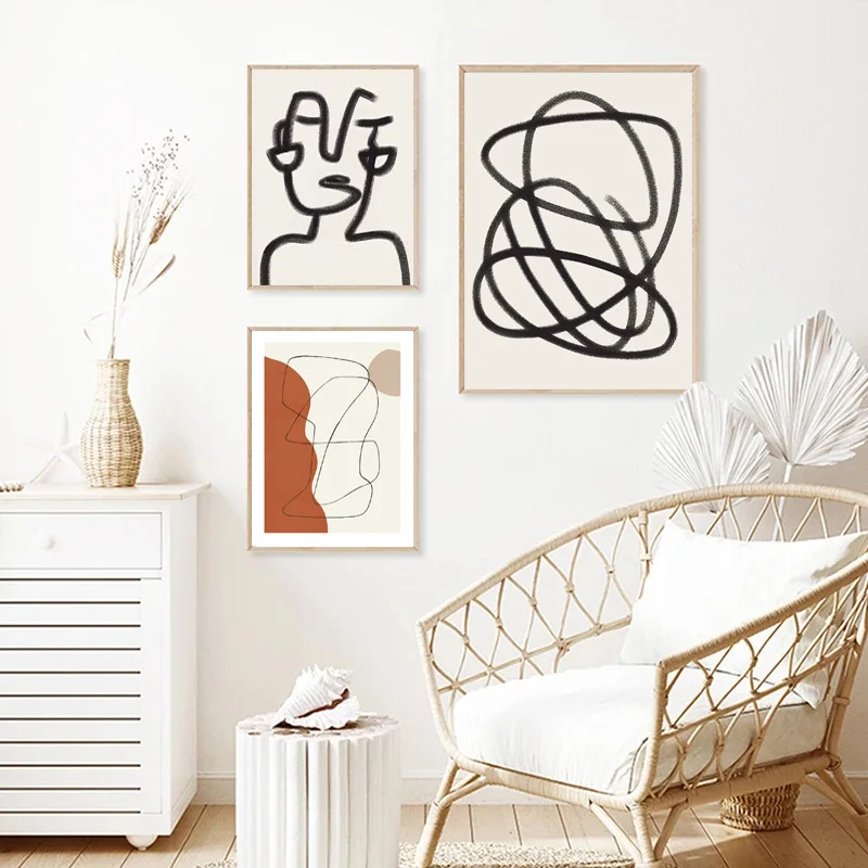 Geometry Abstract Style Woman Character Figure Unframed Canvas Painting Posters For Living Room Bedroom Home Wall Art Decor