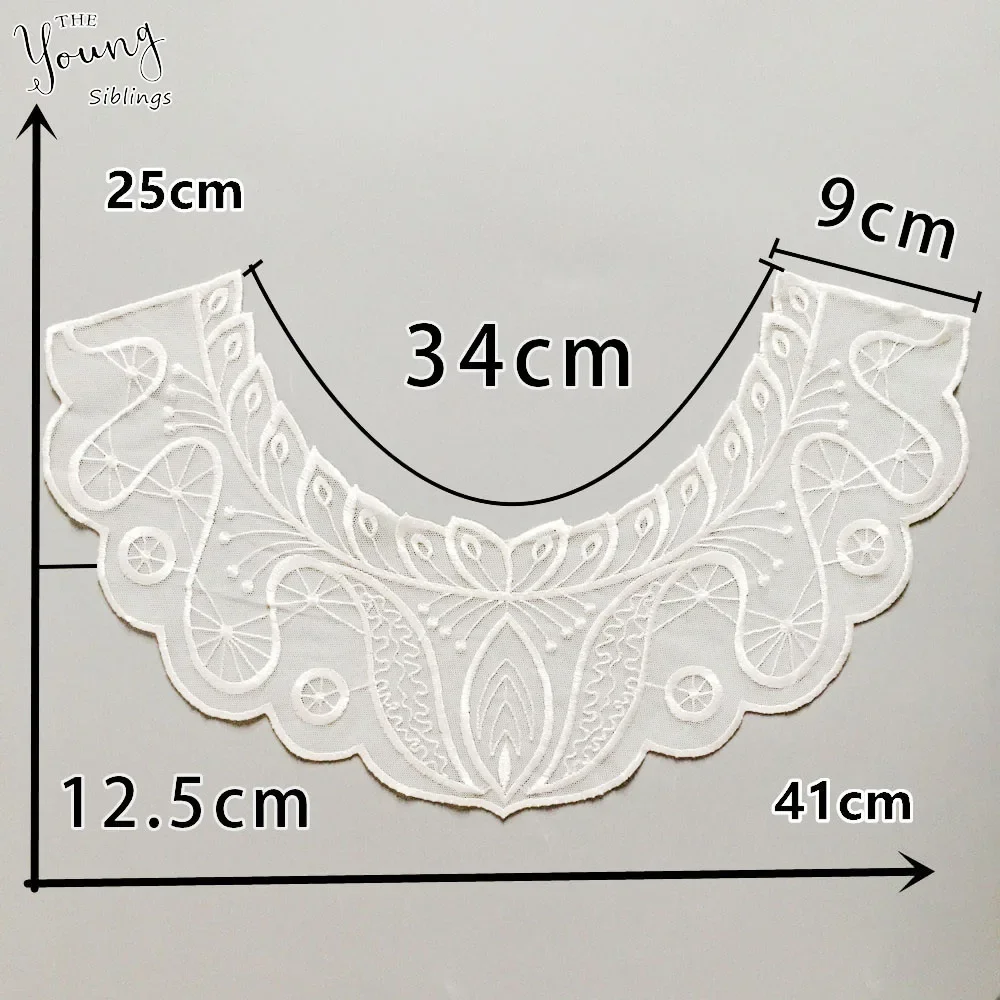 Wholesale sales 1-10 pieces of DIY decorative clothing accessories lace black and white organza front collar Gauze embroidered