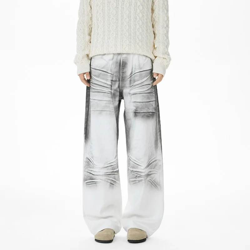 

Мужские джинсы High Street с эффектом потертости и контрастной окраской, широкие, свободные, с эффектом состаривания