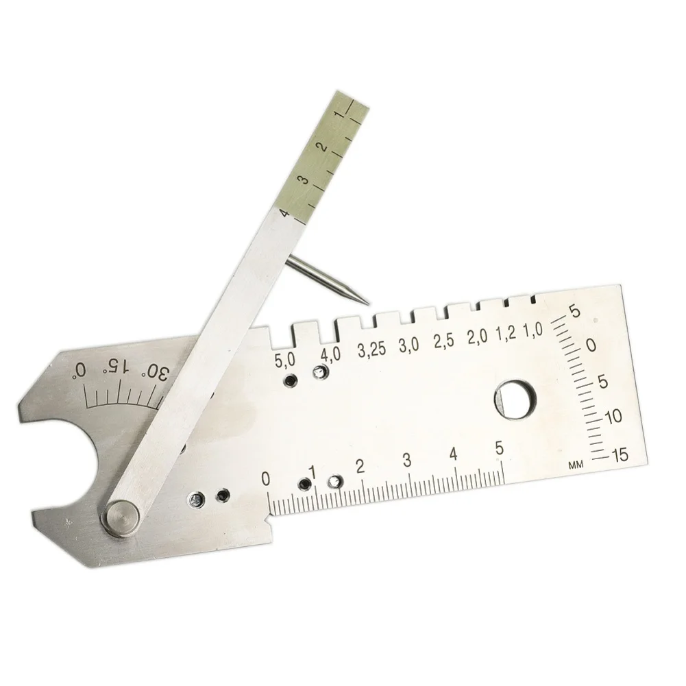 

Multi functional welding gauge made of stainless steel for measuring weld seam depth gap width bevel angle and thickness
