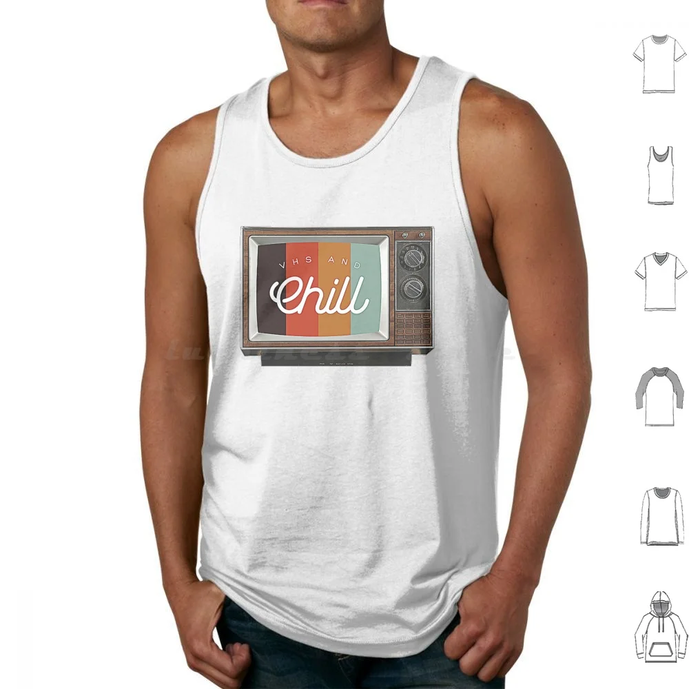 Vhs & Chill Tank Tops Print Cotton Technology Videos Movies Netflix And Chill Netflix 1980 1990 90s 80s Typography Tv