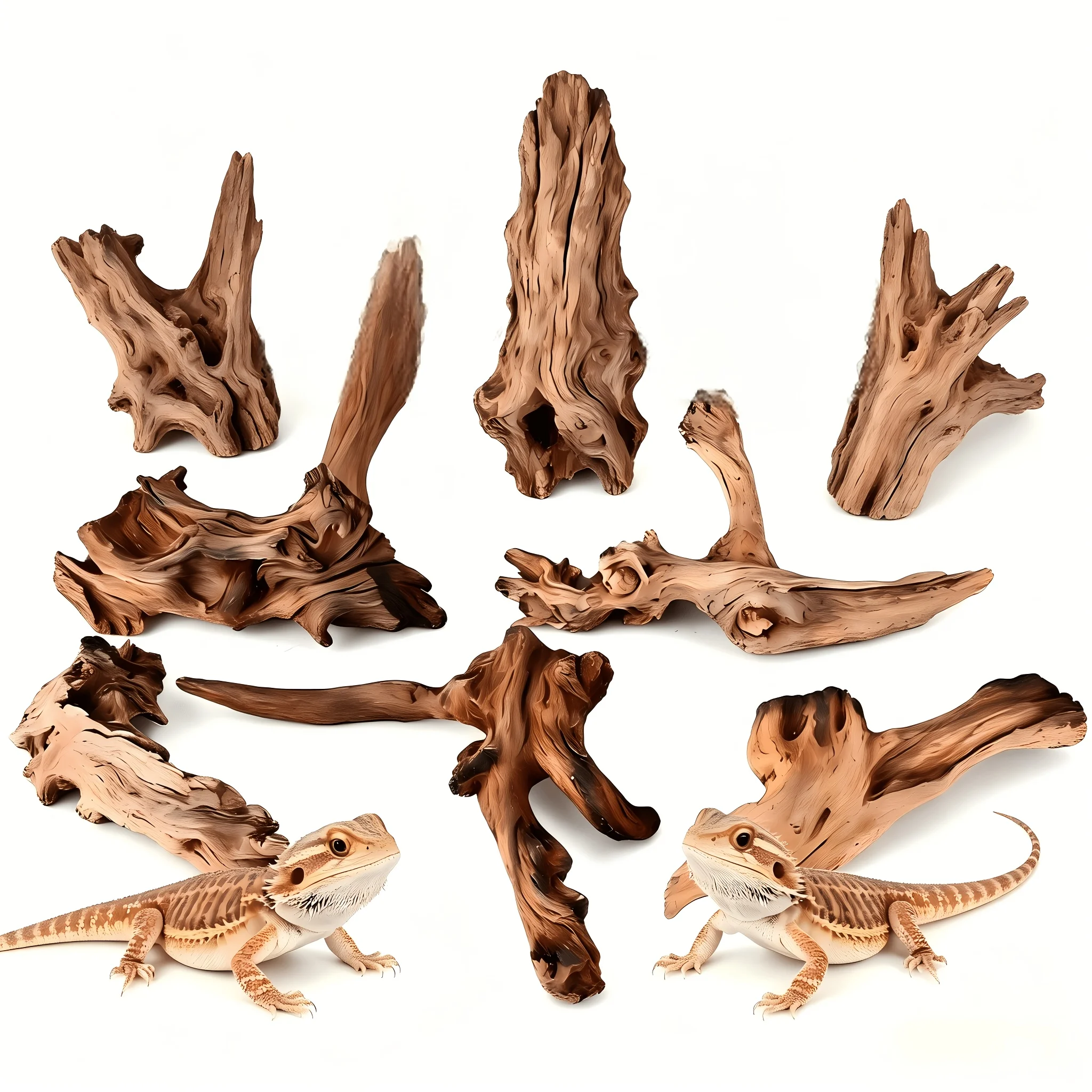 8 Stück (5,01–10,02 cm) Aquarium-Landschaftsgestaltungswerkzeug, für Fischbecken, Reptilienbecken und Terrarien, kleines Treibholz für Aquarien zum Klettern – Detail 1