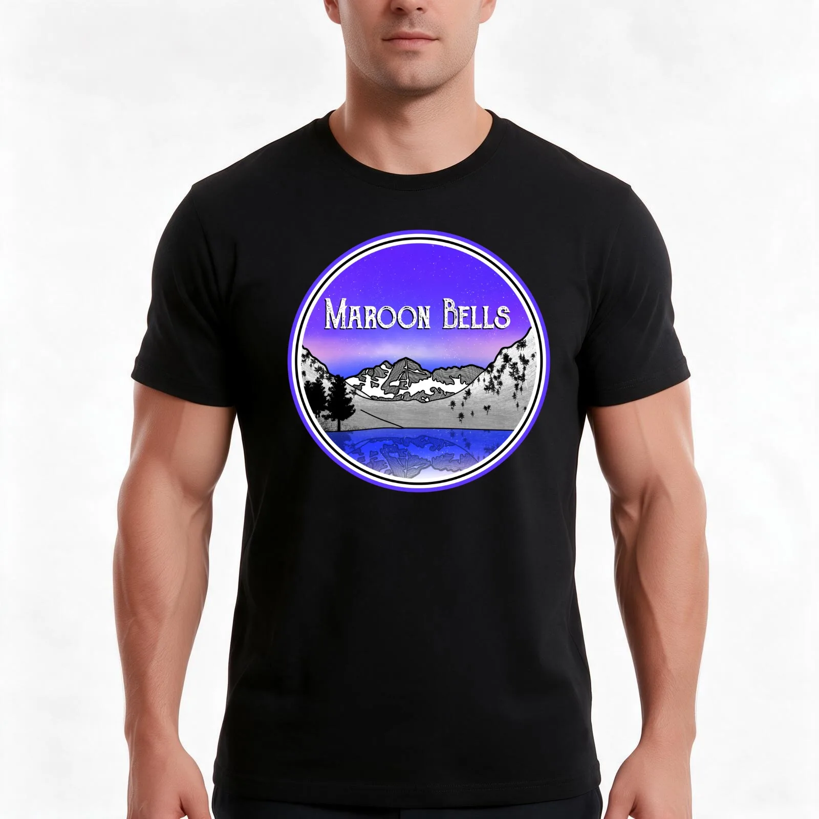 Maroon Bells T-Shirt, Summer Casual Cotton Tee, Oversized Streetwear Tops, Vintage Graphic Print, Loose Fit Short Sleeve