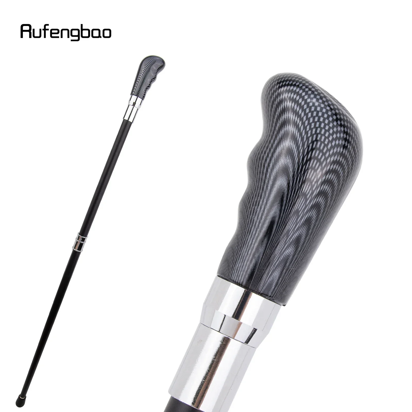 Black Grid Silver Walking Cane Fashion Decorative Walking Stick Gentleman Elegant Cosplay Cane Crosier 94cm