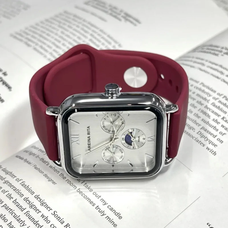 New Exquisite Elegant Men'S Fashion Quartz Watch Square Multifunctional Watch Trend Sporty Chic Light Luxury Niche Design Casual