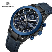 NAVIFORCE Sport Watch Leather Strap Chronograph Men Quartz Military Watch Waterproof Wrist Watches Relogio Masculino Man Clock