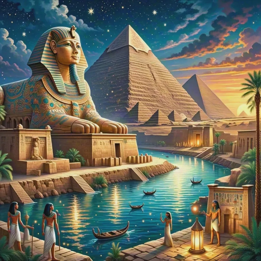 Stunning Ancient Egypt Pyramid & Sphinx Landscape Diamond Painting Home Living Room Bedroom Bar Aesthetic Decoration Gift