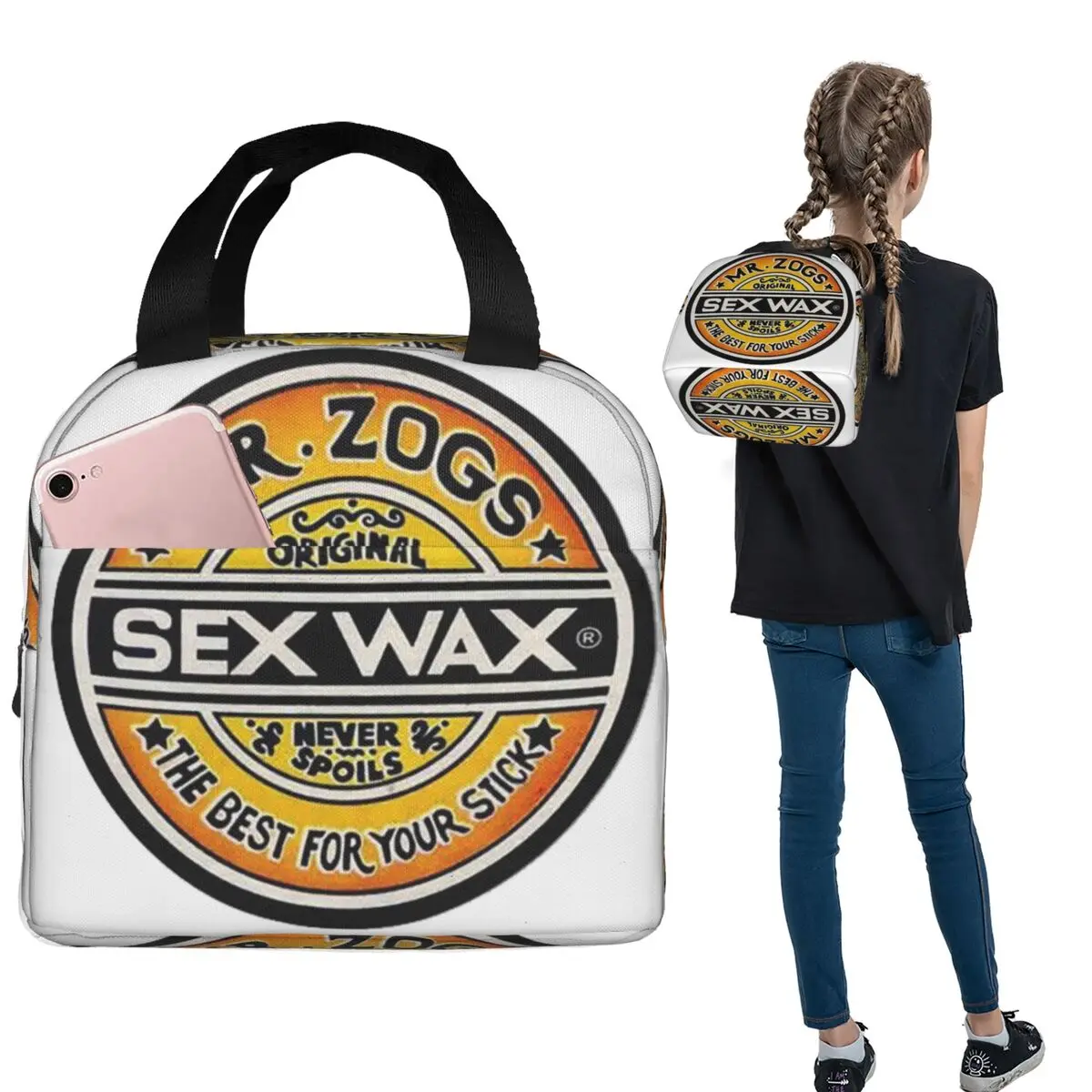 Mr Zogs Sex Wax Insulated Lunch Bag for Women Kids Leakproof Food Boxes Thermal Lunch Box Tote