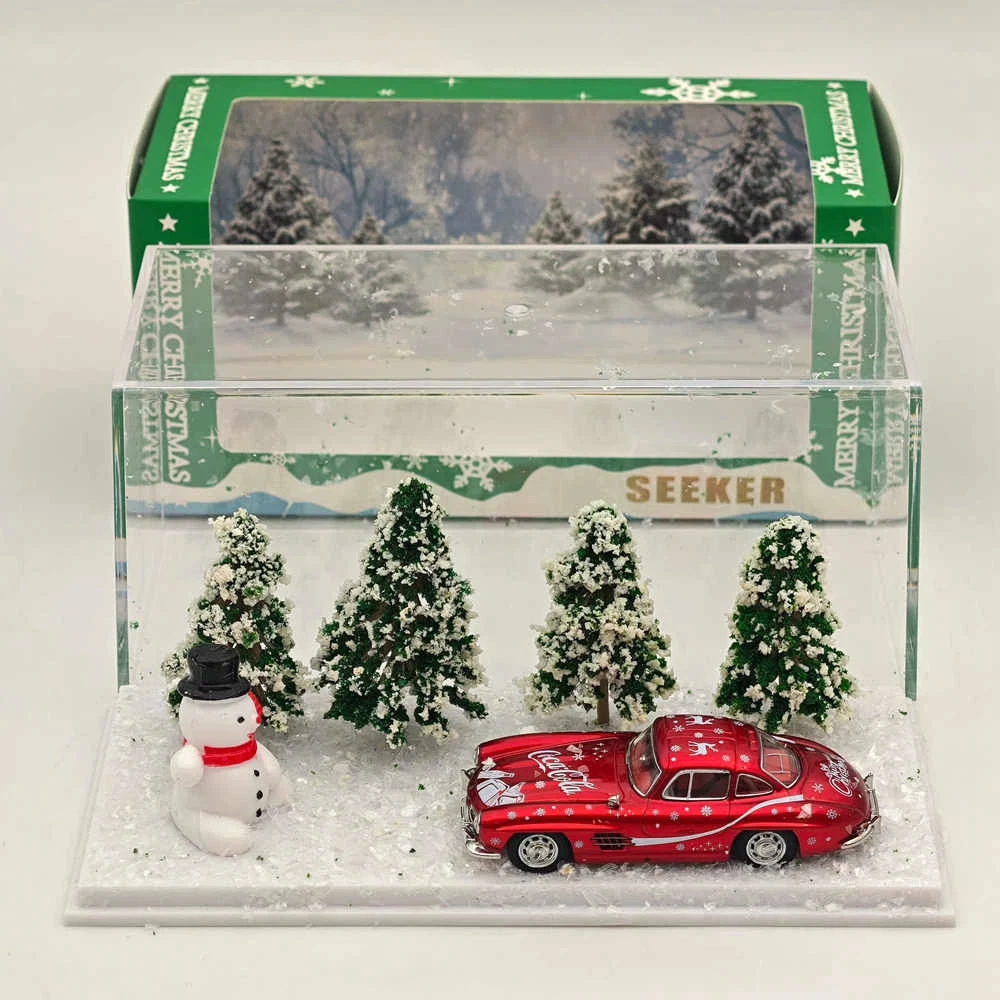 รถโมเดลไดแคสต์โลหะผสมคุณภาพสูง Seeker 1:64 300SL - ธีมคริสต์มาส เหมาะสำหรับผู้ที่ชื่นชอบการสะสมอายุ 14 ปีขึ้นไป เป็นของขวัญสะสม