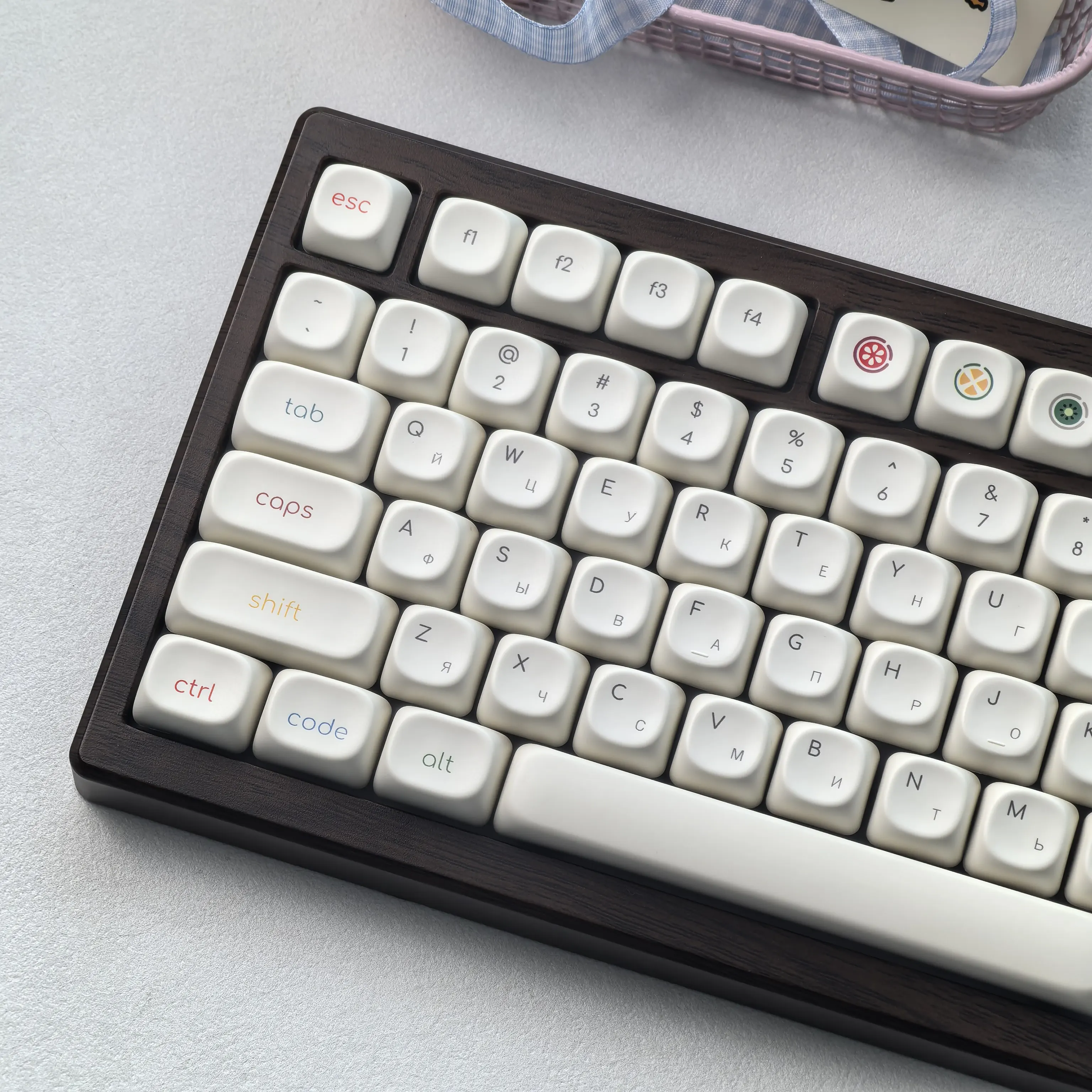 MAIMOOO White Russian Keycap Solid Color Simple Moa Pbt Thermal Sublimation Keyboard Rounded Keycap