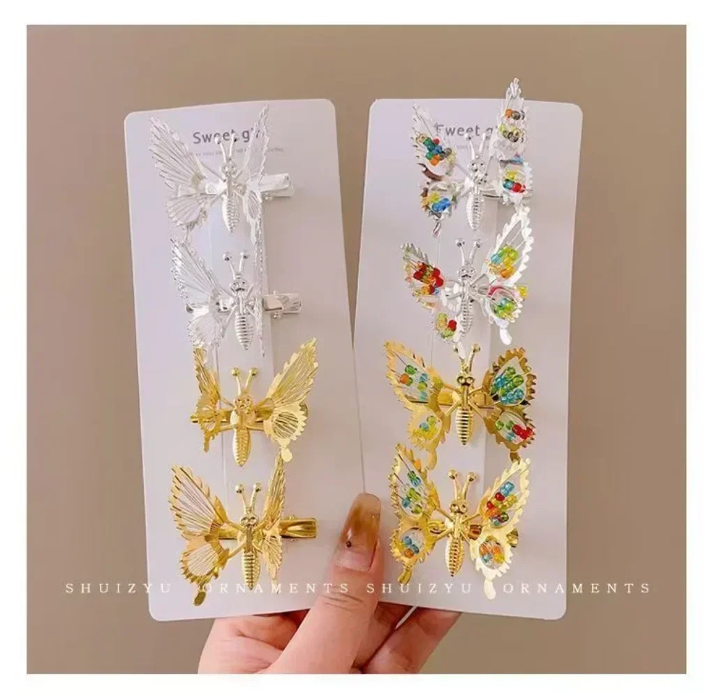 4pcs set Inciting Wings Butterfly Hair Accessories Metal Sparkling Hair Clips Decoration Hair Accessories for Children