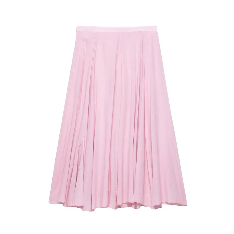 

Women's Pink Mid-Length Casual Elegant Chic Skirt with Zipper Loose Draped Style for Summer Beach Vacation Fashion New Arrival