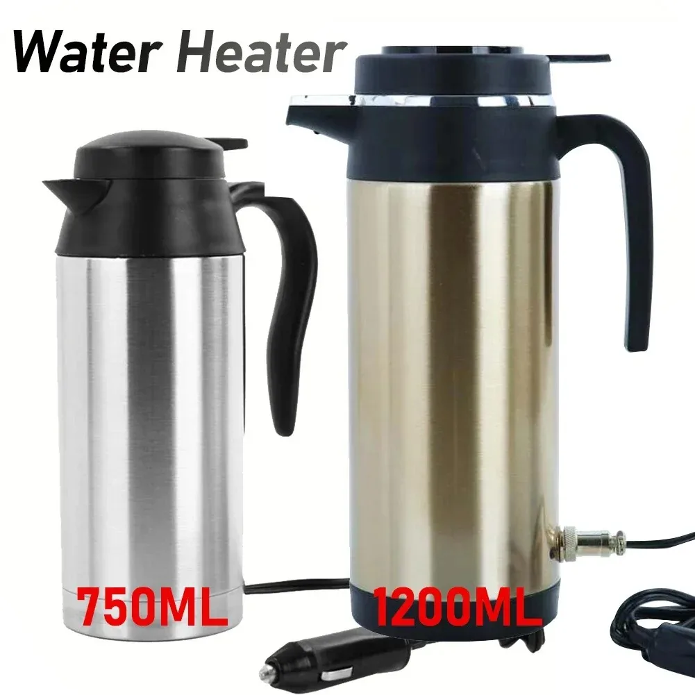 

1200ML Car Hot Kettle Water Heater 12/24 V Travel Electric Kettle Stainless Steel Kettle Auto Shut Off Fast Boiling for Coffee