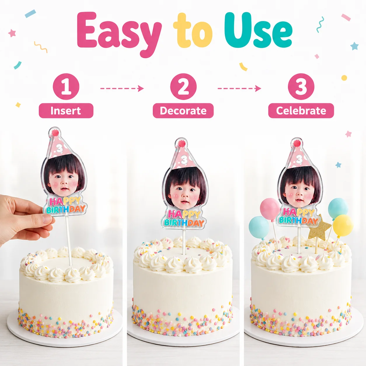 Personalized Custom Children's Princess Cake Acrylic Photo Commemorative Insert Card