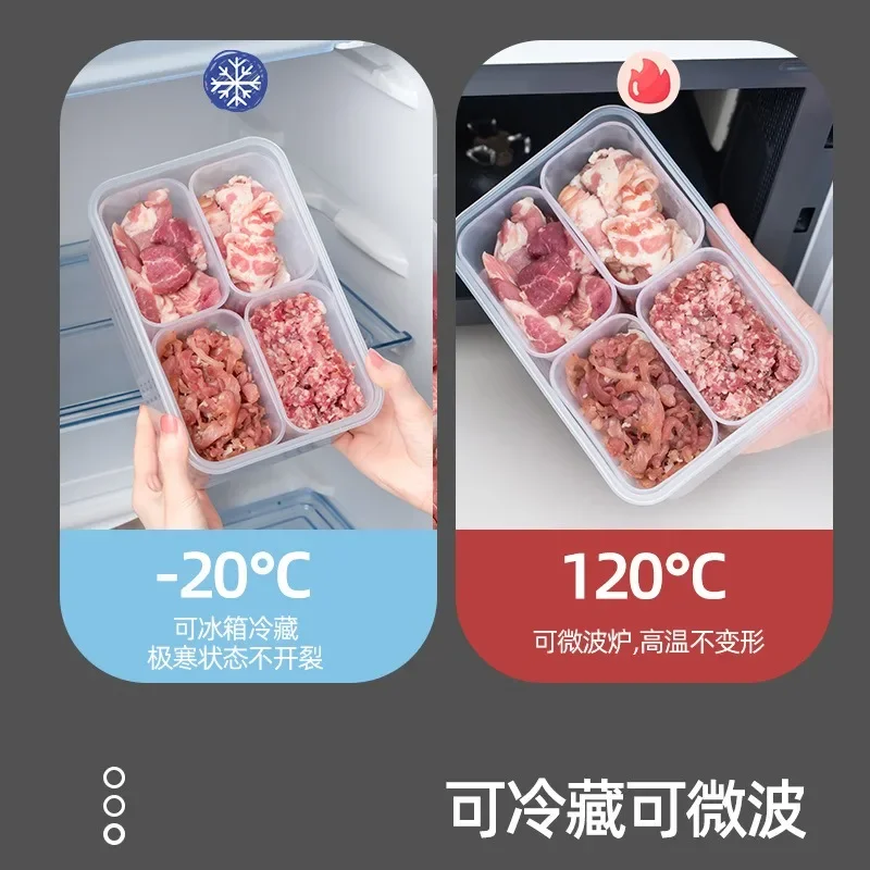 Japanese Four Compartment Packaging Box, Frozen Meat, Frozen Refrigerator, Fresh-keeping Box, Scallions, Ginger, Garlic Storage