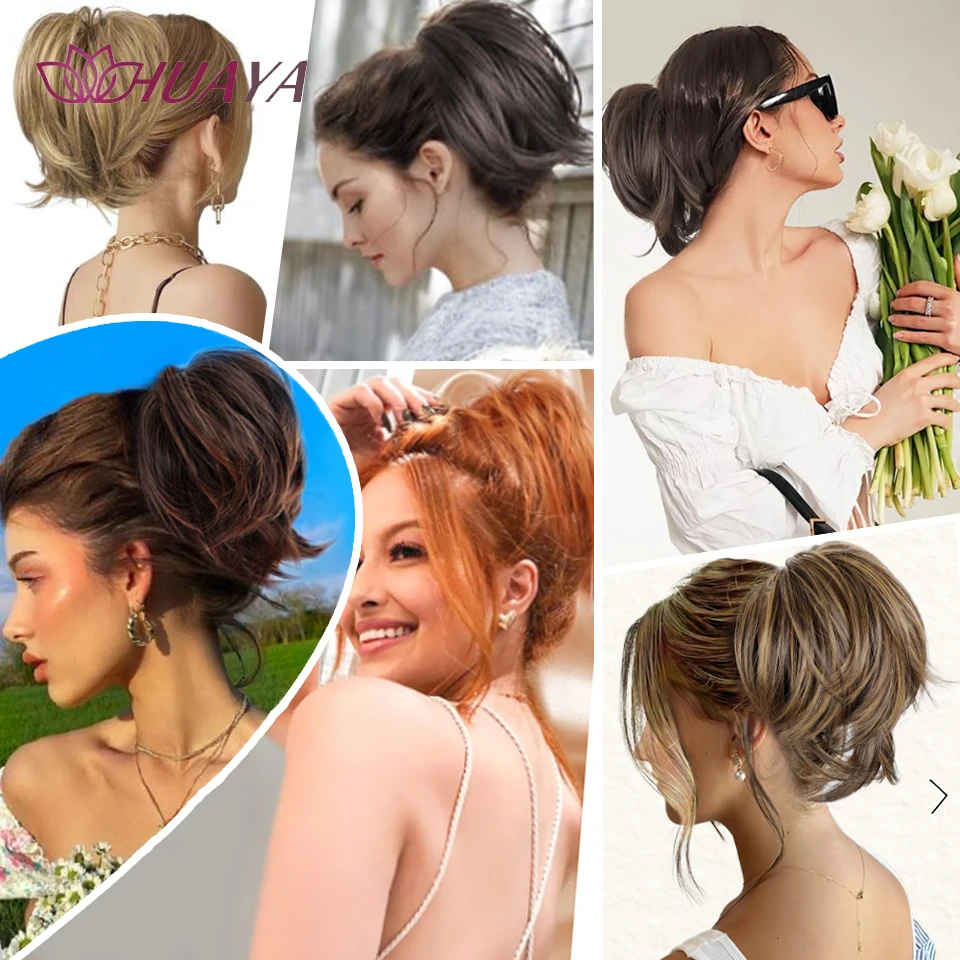 Messy Bun Hair Piece Claw Clip Hair Bun Wavy Curly Chignon Tousled Updo Hair Buns Claw Clip Ponytail Hairpieces Hair Scrunchie