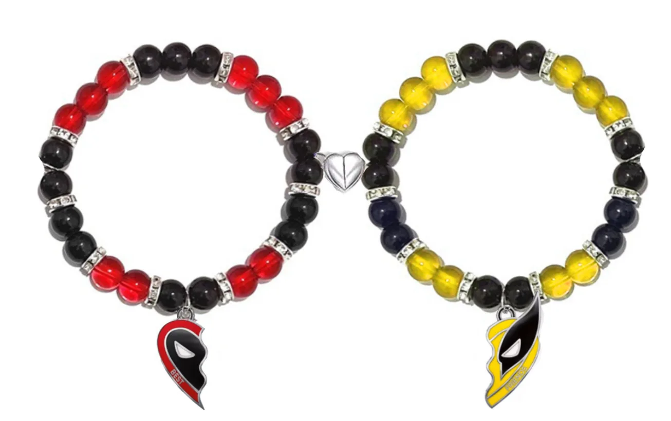 Disney Deadpool Bracelet Set Best Friends Couple Bracelet Movie Figure Cartoon Cosplay Jewelry Combination Cosplay Decoration