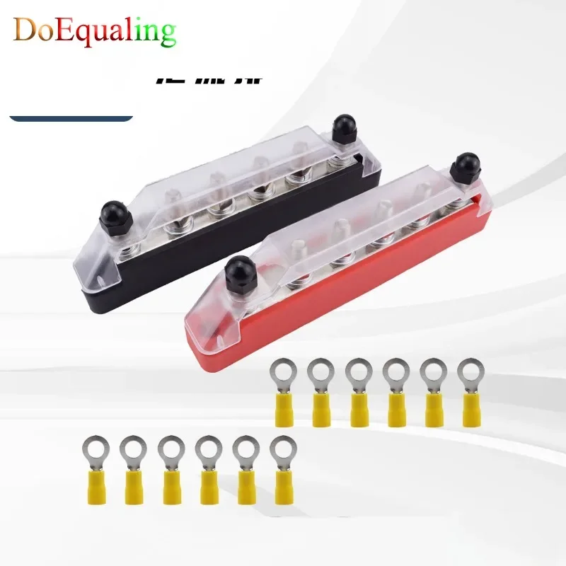 RV Yacht M6 Busbar Straight 6-way 150A High Current Busbar Single Row with Transparent Cover for Wiring Terminals Sockets